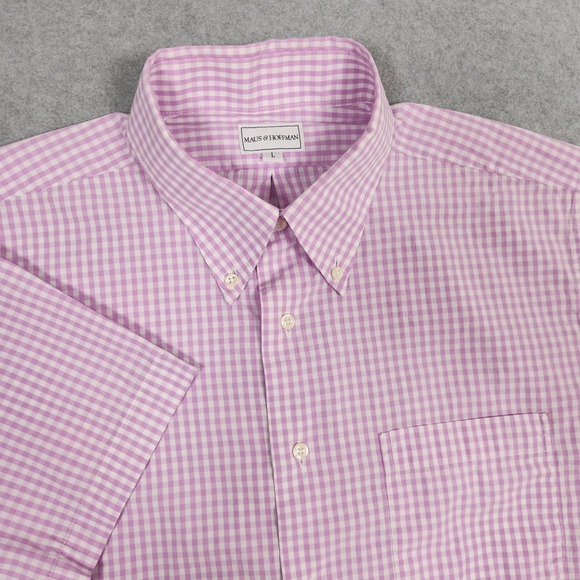 Maus & Hoffman Other - Maus Hoffman Shirt Mens Large Pink Check Pattern Short Sleeve Button Down USA